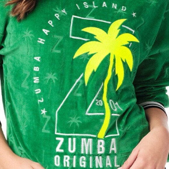 L Green Zumba Original boat neck Pullover NWT - Picture 3 of 4